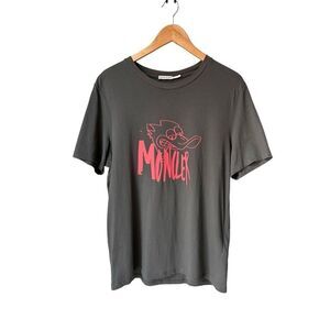 MONCLER Men’s Gray Duck Logo Graphic Print T-Shirt